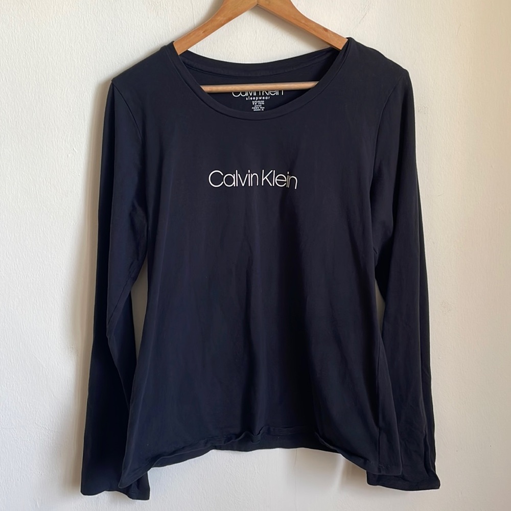 Calvin Klein Women’s Black Long Sleeve Sleep Shirt Size XL